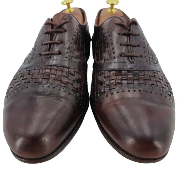 Bragano Cole Haan Woven Leather Oxfords Brown Italy Mens 9.5 Dress Shoes Vintage - Picture 9 of 11